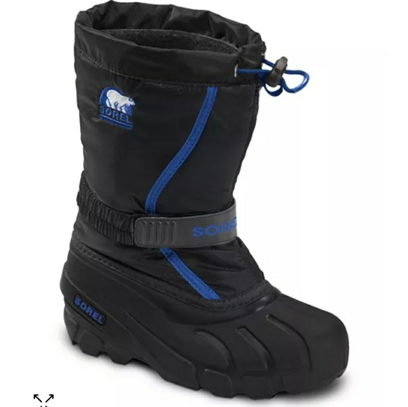 Sorel Kids Flurry Black blue Waterproof Winter boots size 5 6.5 - Picture 3 of 9